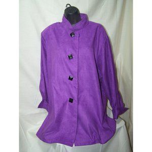 Vintage Painted Pony Top Tunic Purple Blazer Suede Feel 3X Plus